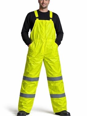 High-Visibility Yellow Waterproof Safety Bib Overalls